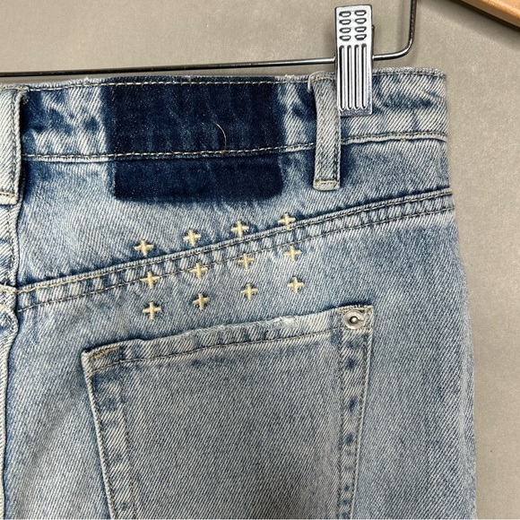 Ksubi Jeans Nine O Lucky Star High Rise Slim Staight Ankle Cropped Medium Wash - Picture 8 of 12